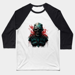 Comic-Style: AI Cyborg Robot Skull and the Apocalypse Baseball T-Shirt